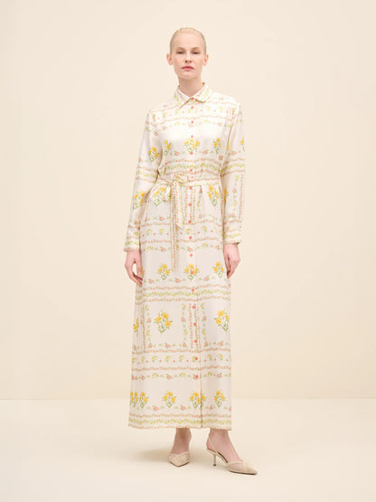 NÉAN Floral-Print Silk Shirt Dress - Multi Color