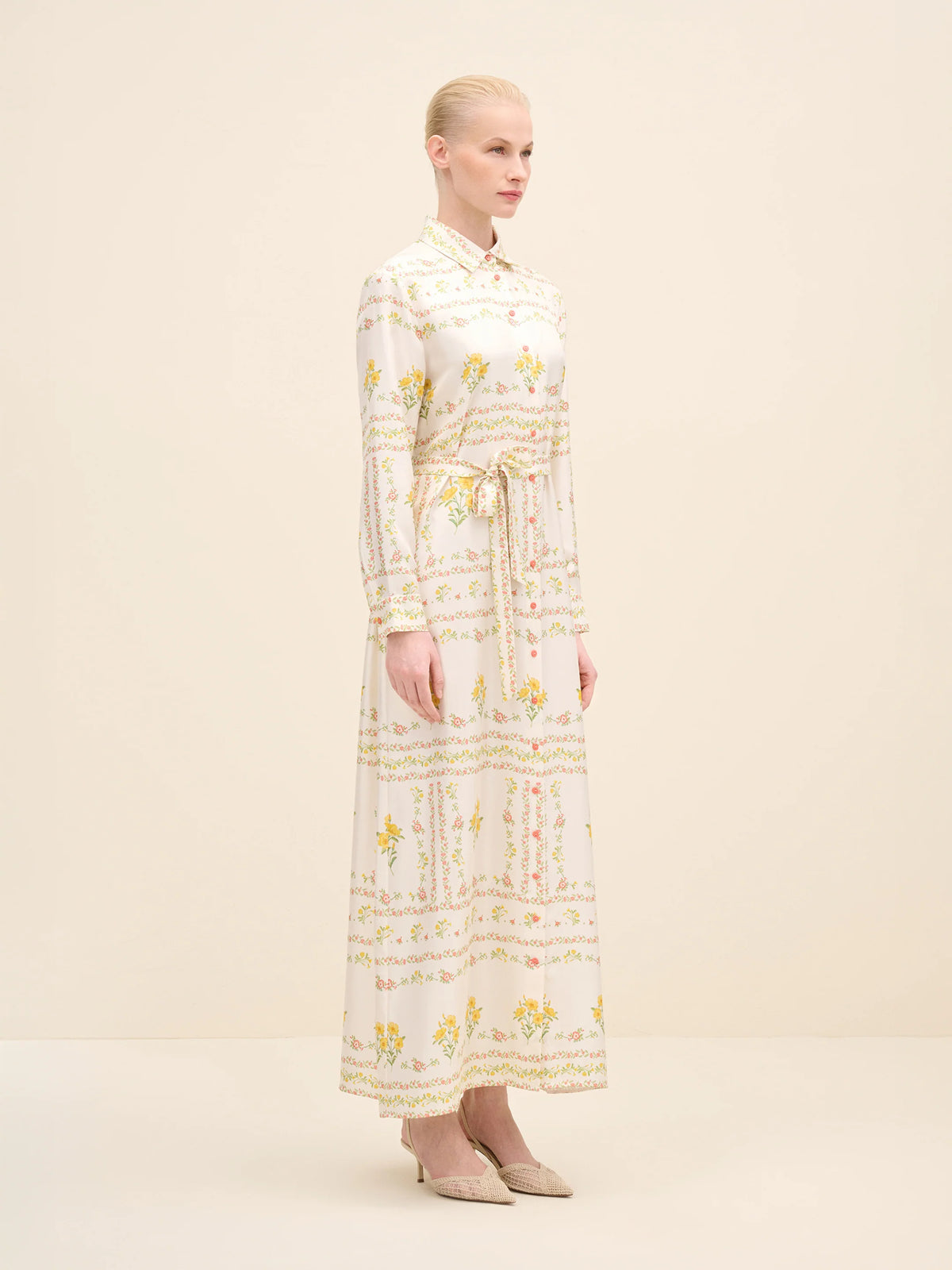 NÉAN Floral-Print Silk Shirt Dress - Multi Color