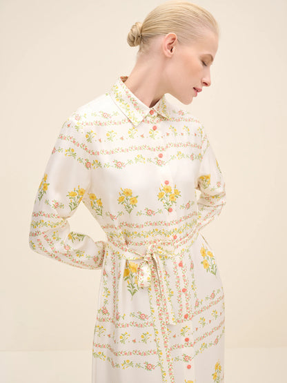 NÉAN Floral-Print Silk Shirt Dress - Multi Color