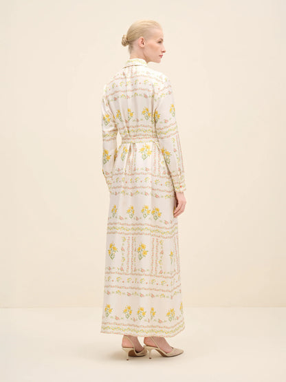 NÉAN Floral-Print Silk Shirt Dress - Multi Color