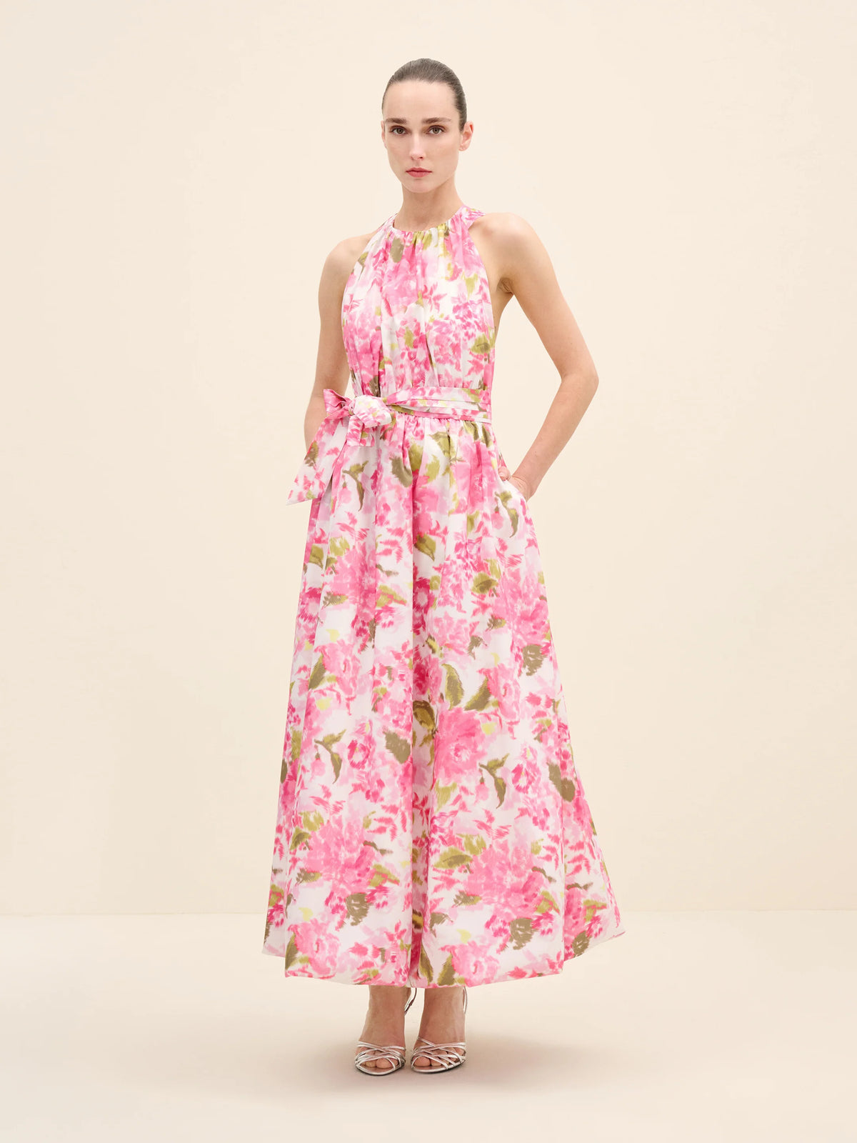 NÉAN Floral-Print Taffeta Midi Dress - Multi Color