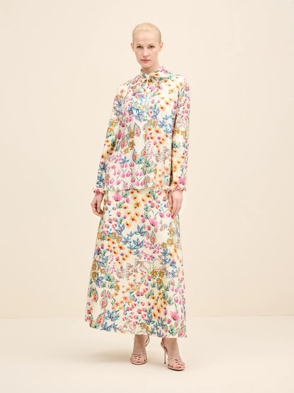 NÉAN Floral Silk Blouse - Multi Color