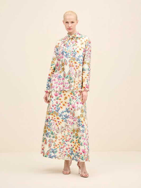NÉAN Floral Silk Blouse - Multi Color