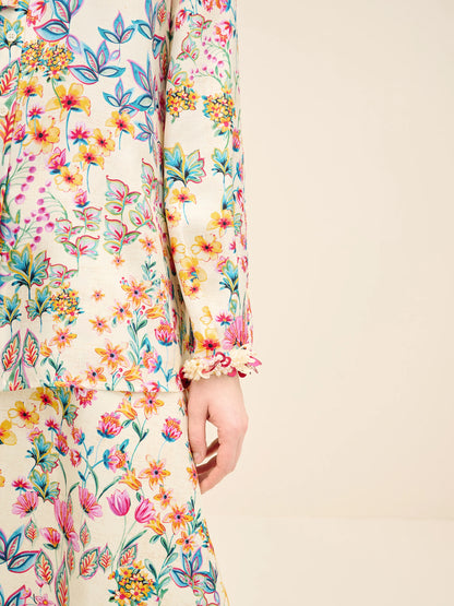NÉAN Floral Silk Blouse - Multi Color