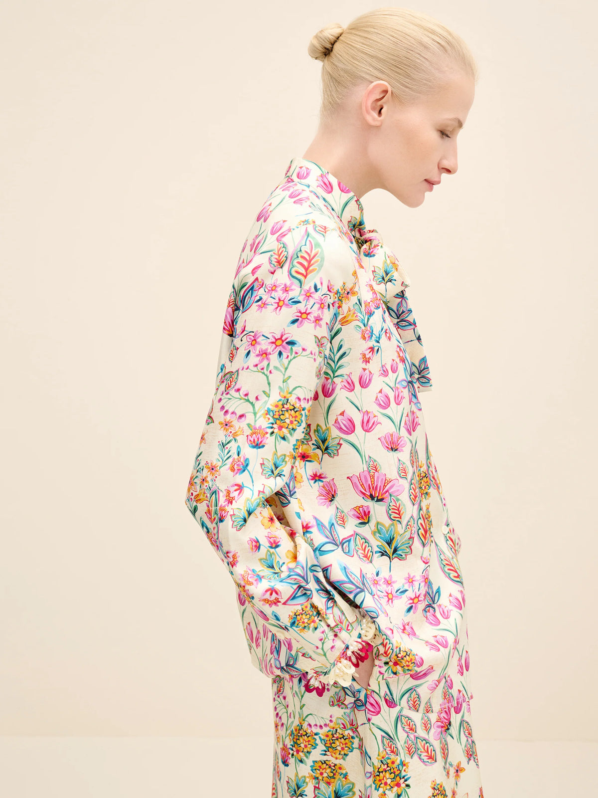 NÉAN Floral Silk Blouse - Multi Color