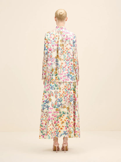 NÉAN Floral Silk Blouse - Multi Color