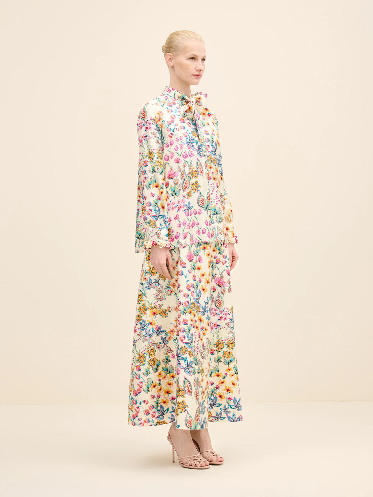 NÉAN Floral Silk Blouse - Multi Color