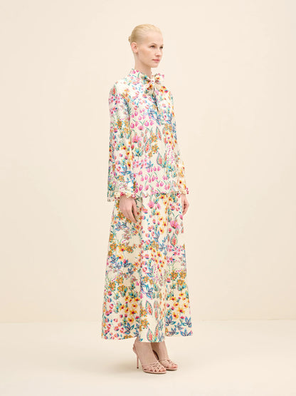 NÉAN Floral Silk Blouse - Multi Color