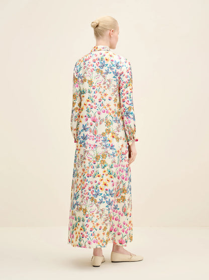 NÉAN Floral Silk Maxi Dress - Multi Color