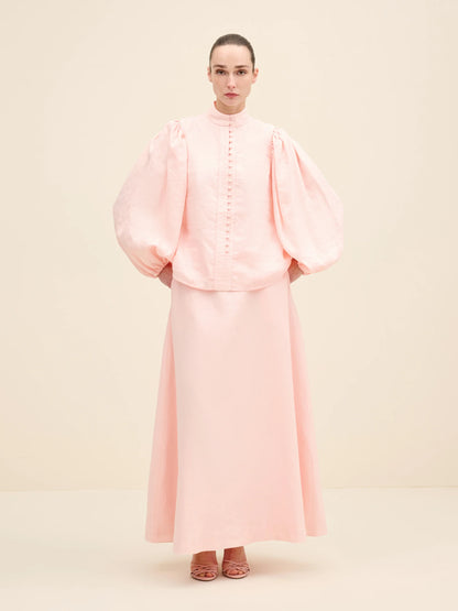 NÉAN Linen Buttoned Blouse - Light Pink