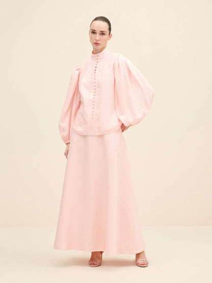 NÉAN Linen Buttoned Blouse - Light Pink