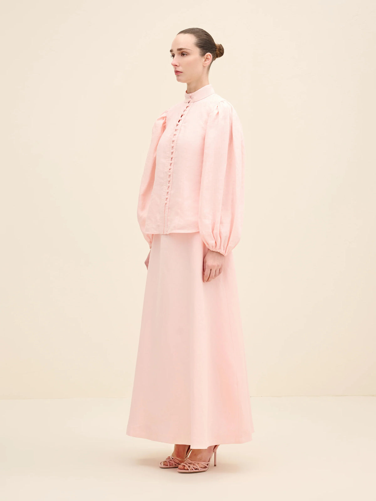 NÉAN Linen Buttoned Blouse - Light Pink