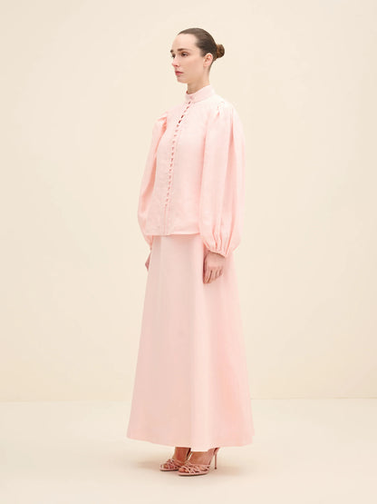 NÉAN Linen Buttoned Blouse - Light Pink