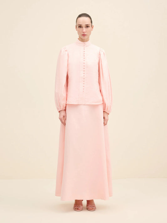 NÉAN Linen Buttoned Blouse - Light Pink