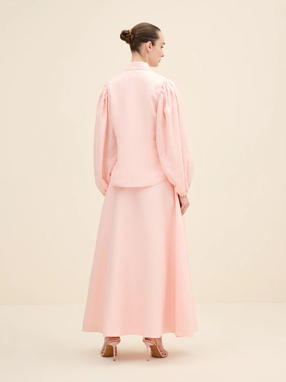 NÉAN Linen Buttoned Blouse - Light Pink