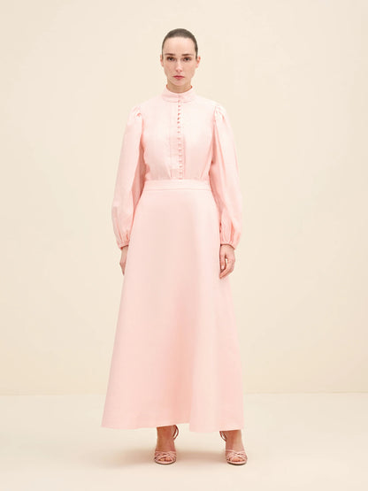 NÉAN Linen Midi Skirt - Light Pink