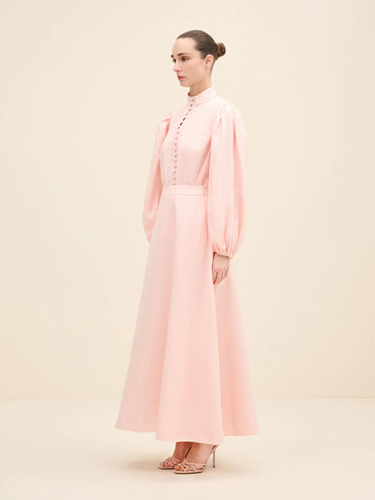 NÉAN Linen Midi Skirt - Light Pink