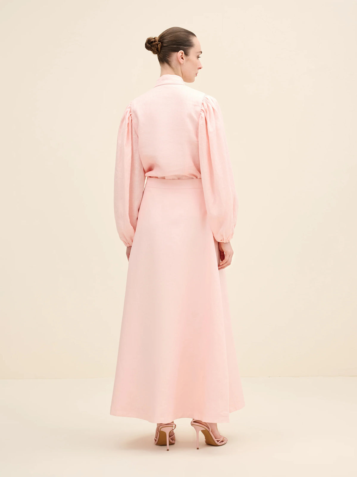 NÉAN Linen Midi Skirt - Light Pink