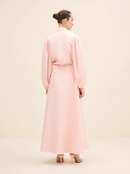 NÉAN Linen Midi Skirt - Light Pink