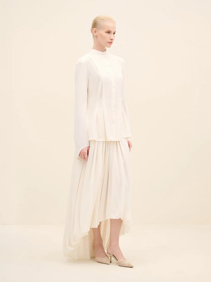 NÉAN Mandarin Collar Fla Cuff Blouse - Off White