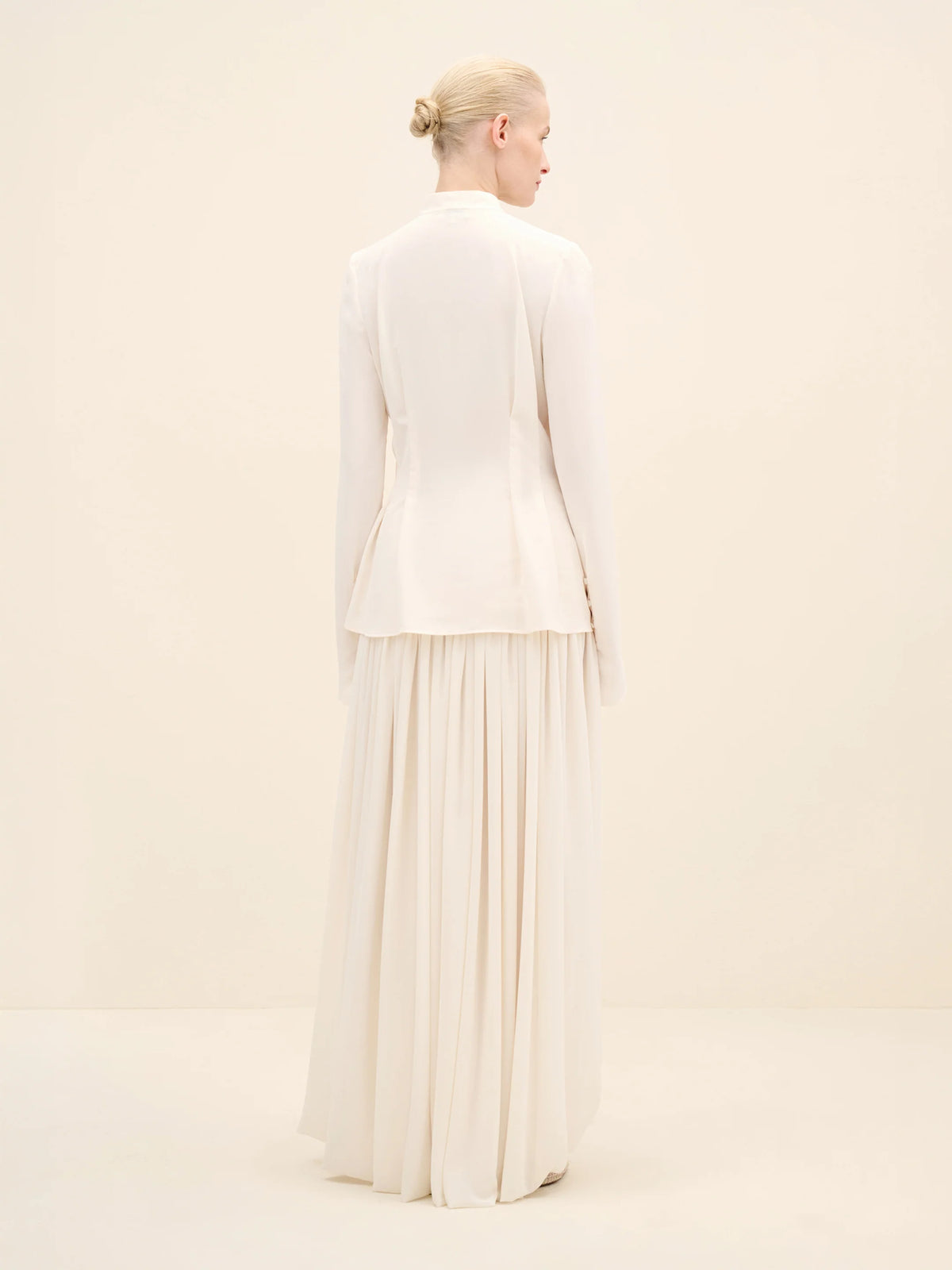 NÉAN Mandarin Collar Fla Cuff Blouse - Off White