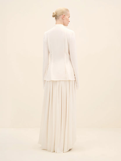 NÉAN Mandarin Collar Fla Cuff Blouse - Off White