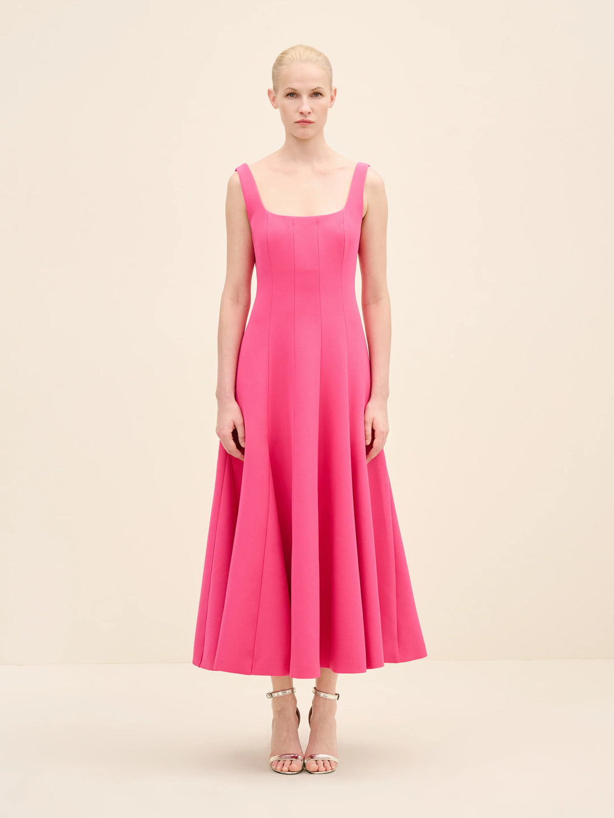 NÉAN Panelled Midi Dress - Fuchsia
