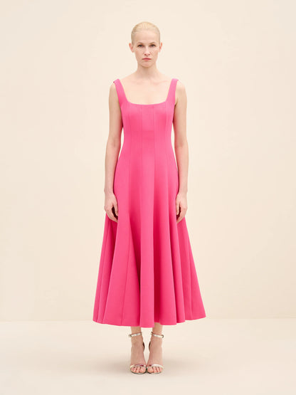 NÉAN Panelled Midi Dress - Fuchsia
