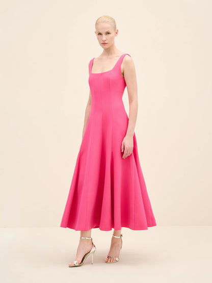 NÉAN Panelled Midi Dress - Fuchsia