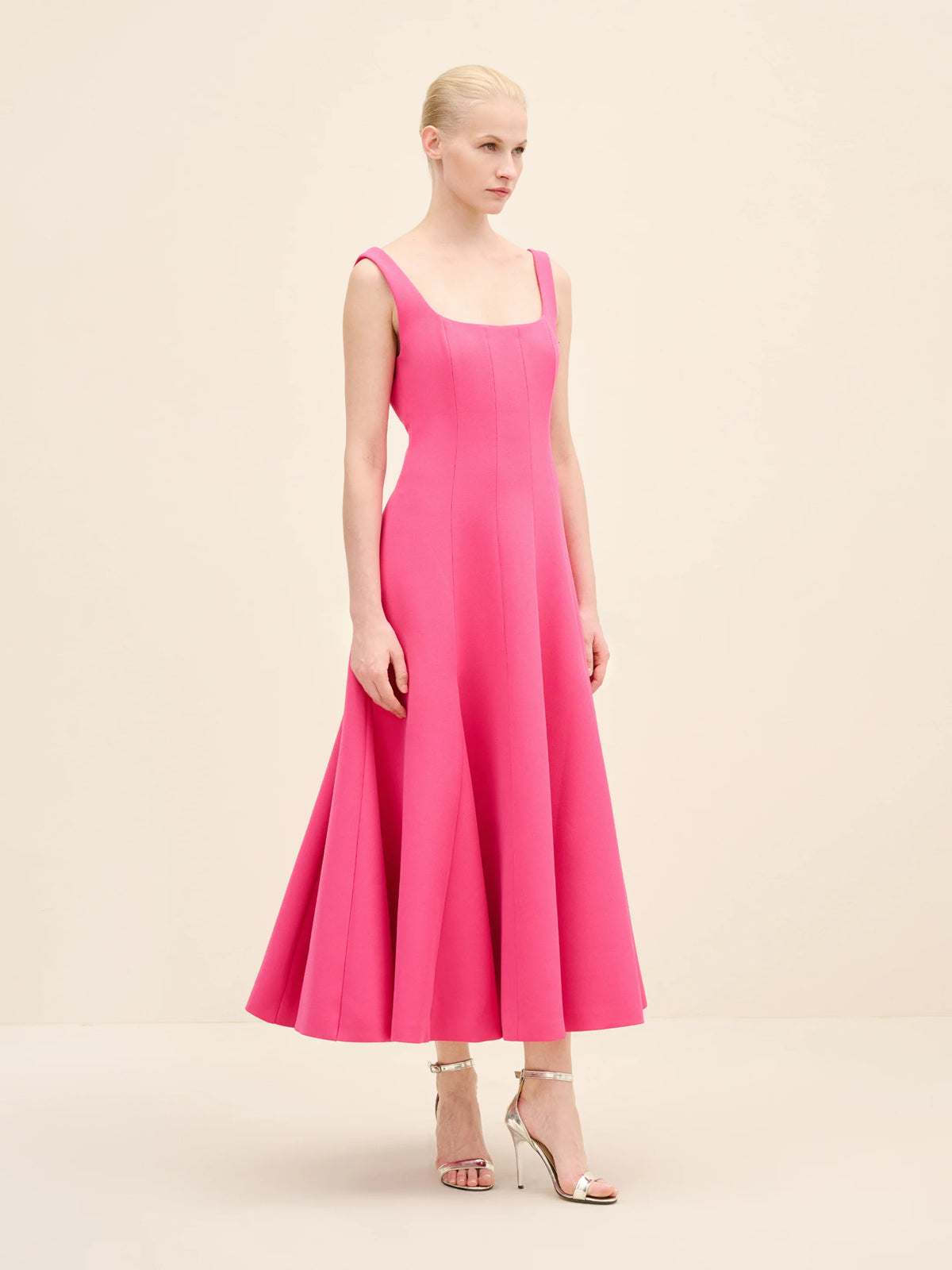 NÉAN Panelled Midi Dress - Fuchsia