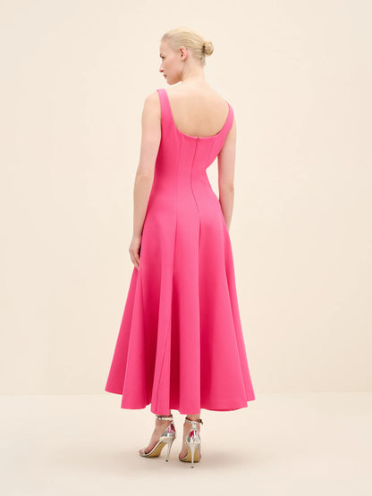 NÉAN Panelled Midi Dress - Fuchsia