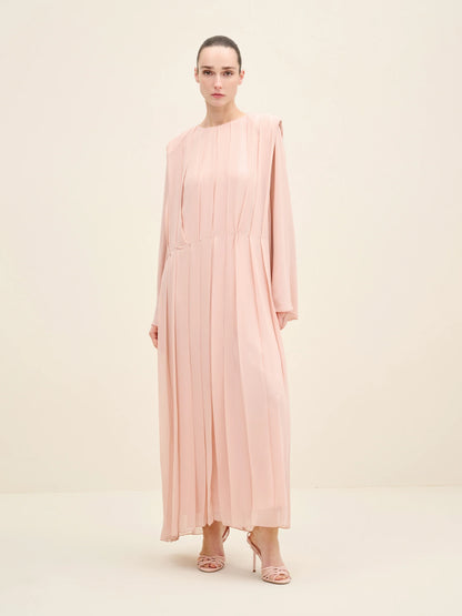 NÉAN Pleated Chiffon Dress - Light Blush