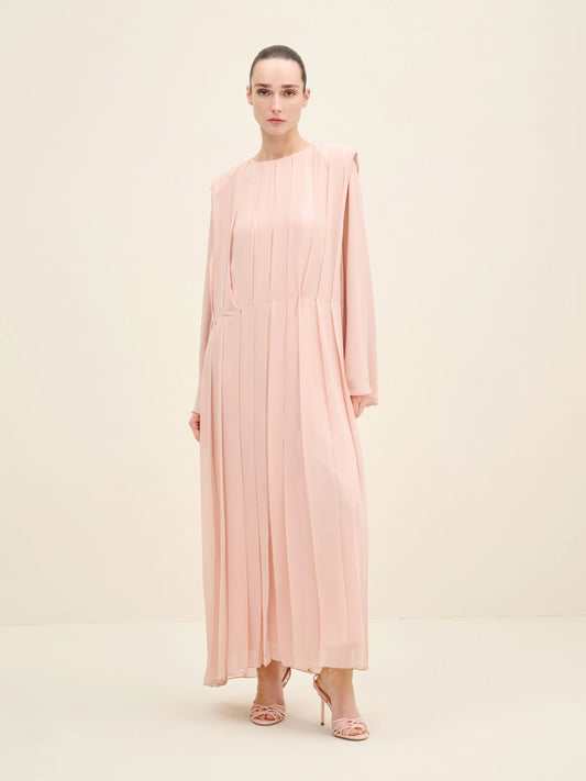 NÉAN Pleated Chiffon Dress - Light Blush