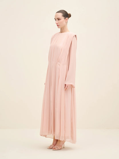 NÉAN Pleated Chiffon Dress - Light Blush