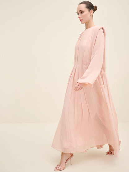 NÉAN Pleated Chiffon Dress - Light Blush