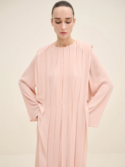 NÉAN Pleated Chiffon Dress - Light Blush