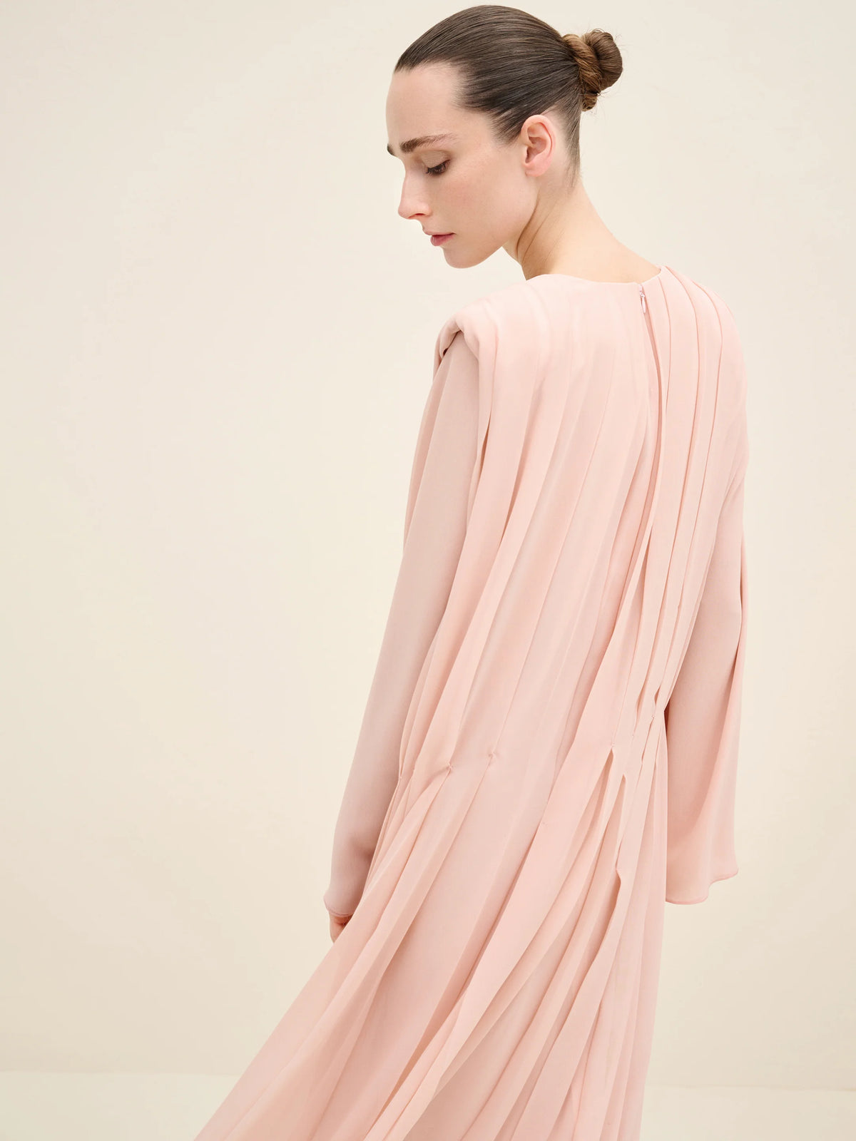 NÉAN Pleated Chiffon Dress - Light Blush