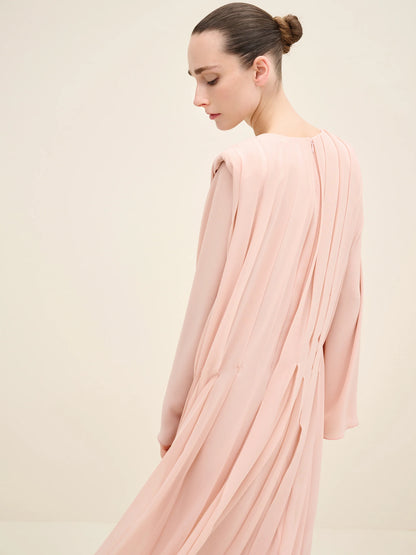 NÉAN Pleated Chiffon Dress - Light Blush