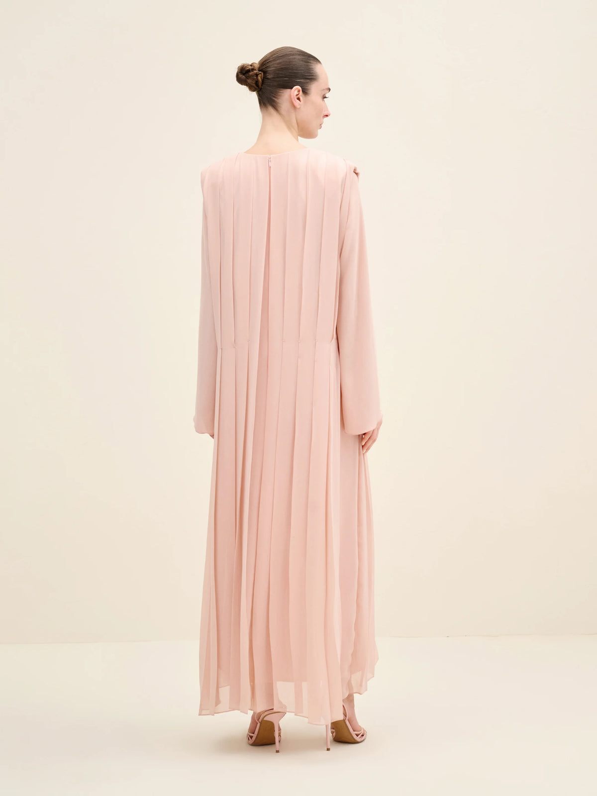 NÉAN Pleated Chiffon Dress - Light Blush