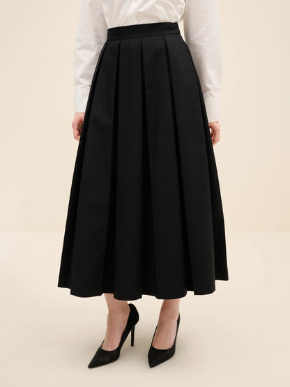 NÉAN Pleated Midi Skirt - Black