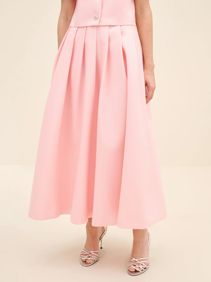 NÉAN Pleated Midi Skirt - Pink