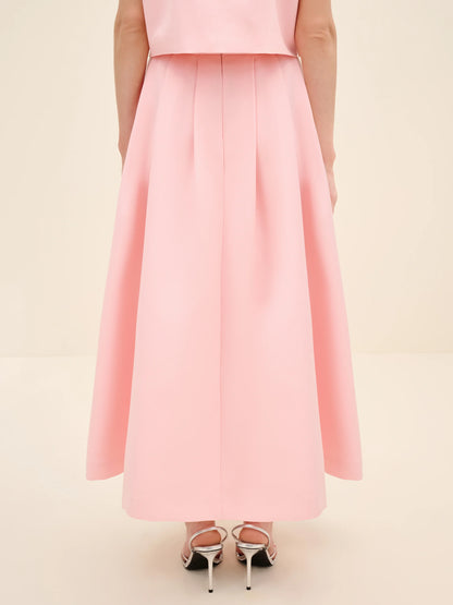 NÉAN Pleated Midi Skirt - Pink