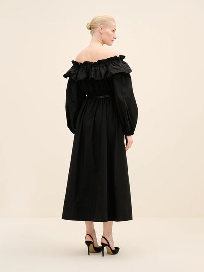 NÉAN Taffetta Off Shoulder Dress - Black
