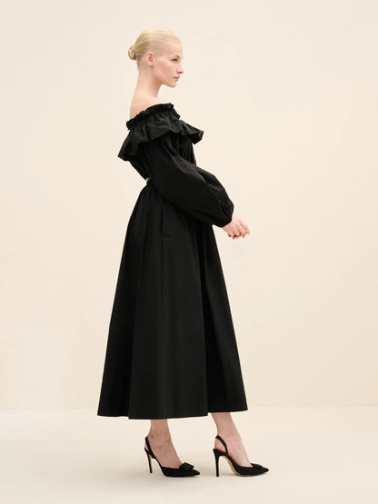 NÉAN Taffetta Off Shoulder Dress - Black