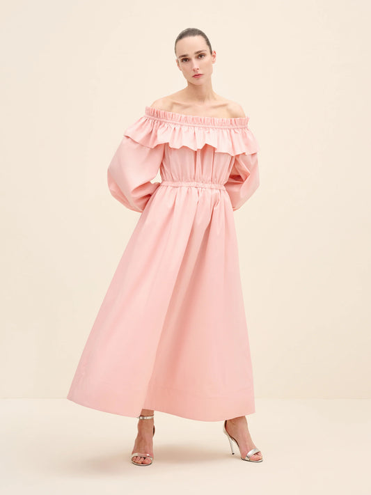 NÉAN Taffetta Off Shoulder Dress - Blush