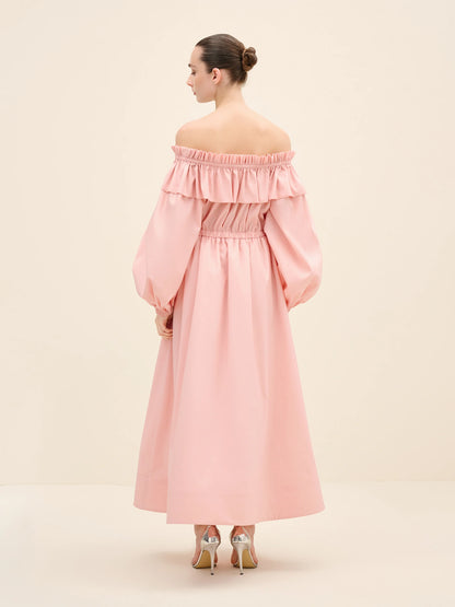 NÉAN Taffetta Off Shoulder Dress - Blush