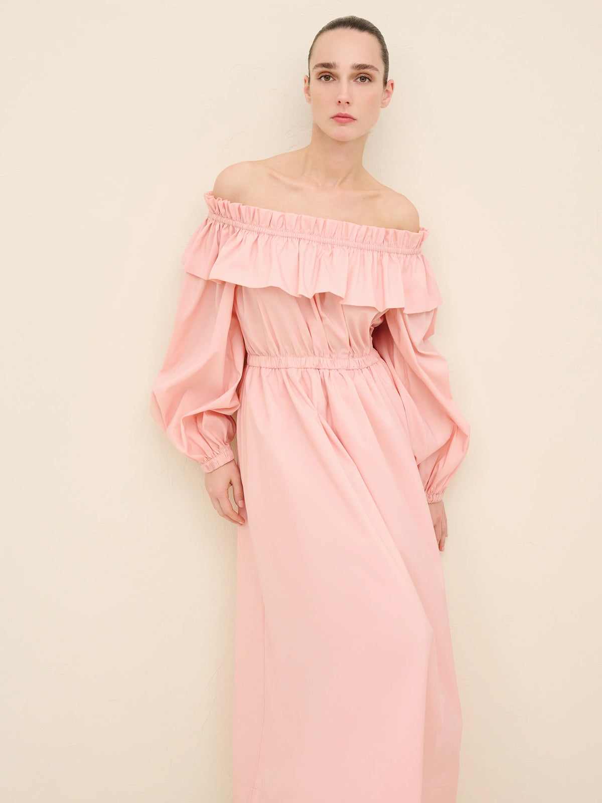 NÉAN Taffetta Off Shoulder Dress - Blush