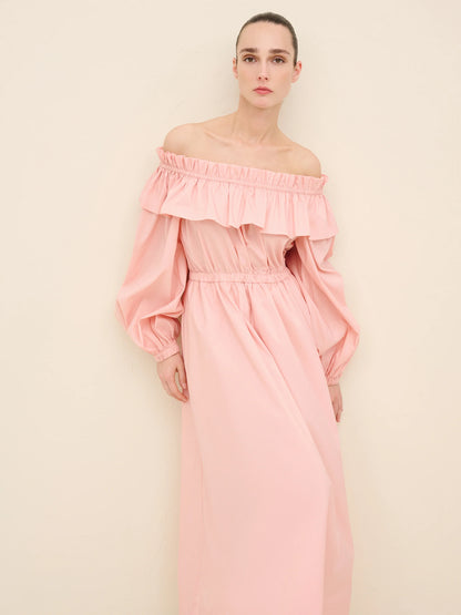 NÉAN Taffetta Off Shoulder Dress - Blush