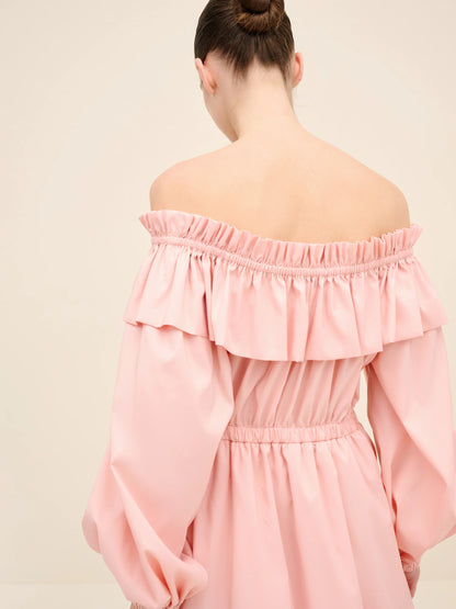 NÉAN Taffetta Off Shoulder Dress - Blush