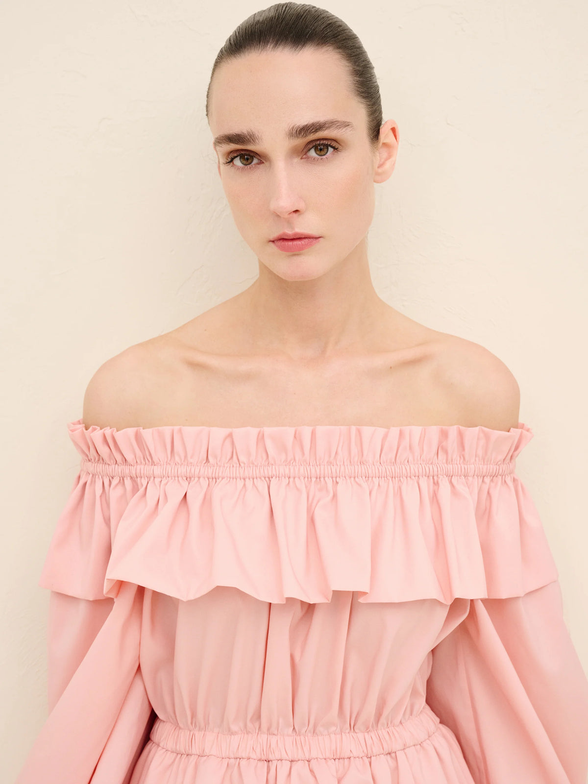 NÉAN Taffetta Off Shoulder Dress - Blush